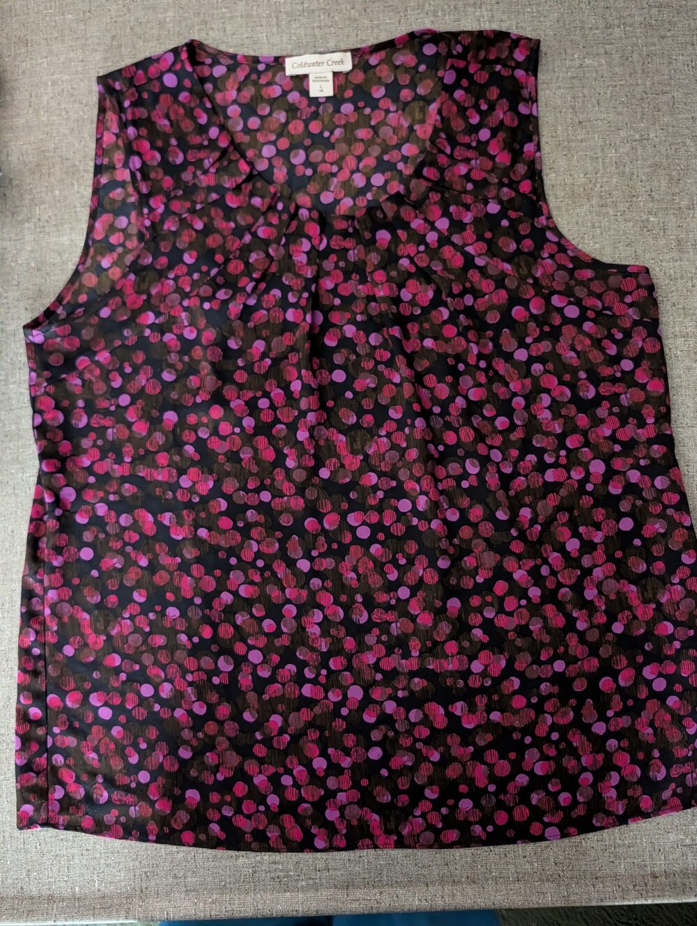 Coldwater Creek Poly Print Sleeveless Blouse Size L